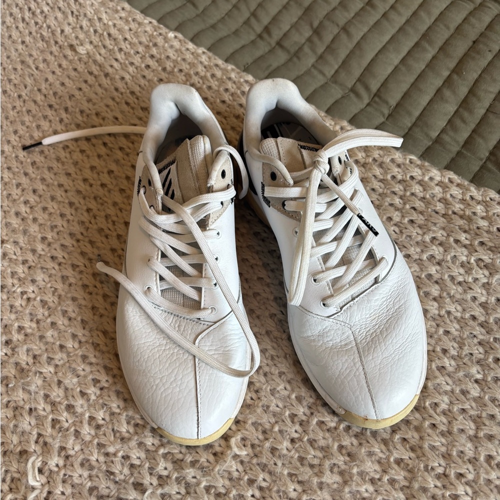 adidas White and Black Boost Leather Sneakers